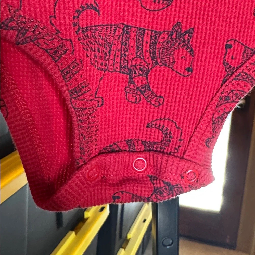 Carter’s Red Thermal Henley Bodysuit & Blue Animal Jogger Pants Set | 24 Months